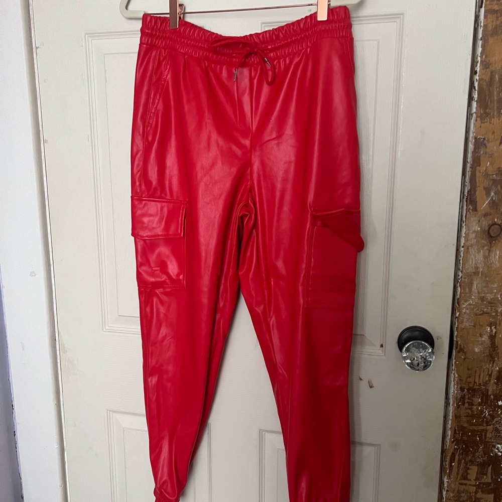 Forever 21 Vibrant Red Faux Leather Pants
